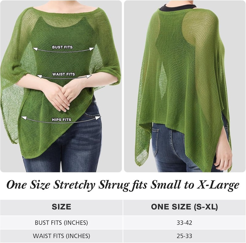 Jamntower 1 Pcs Women Sheer Poncho Shrug Summer Sheer Blouse Top Lightweight Poncho Sheer Bolero for Formal Evening Dress - Image 2